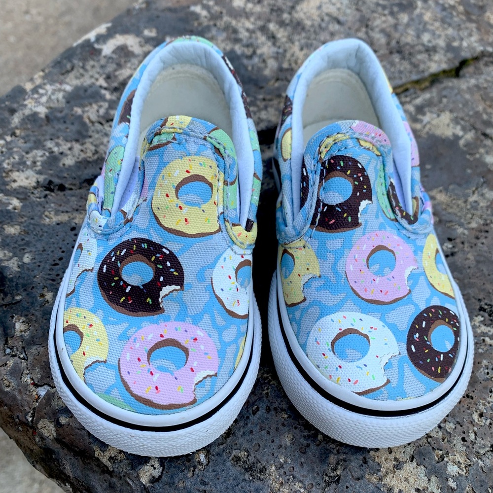 Infant Toddler Girls Boys Donut Vans Sneakers Slip-on Shoes Size 4